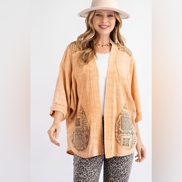 #77 Easel FiRM 🌸NEW! Cotton Washed Duster With Pockets - Picture 3 of 3